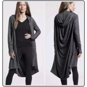 Athleta Harmony Charcoal Hooded Cardigan Size Small
